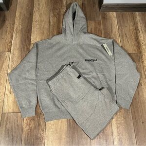 Essentials Fear of God Dark Oatmeal Heather Gray Hoodie and Sweatpants Set
